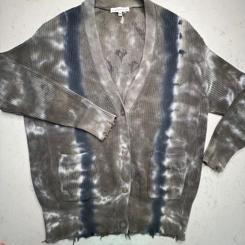 Young Fabulous & Broke Indie Cardigan M/L Oversized Distressed 100% Cotton